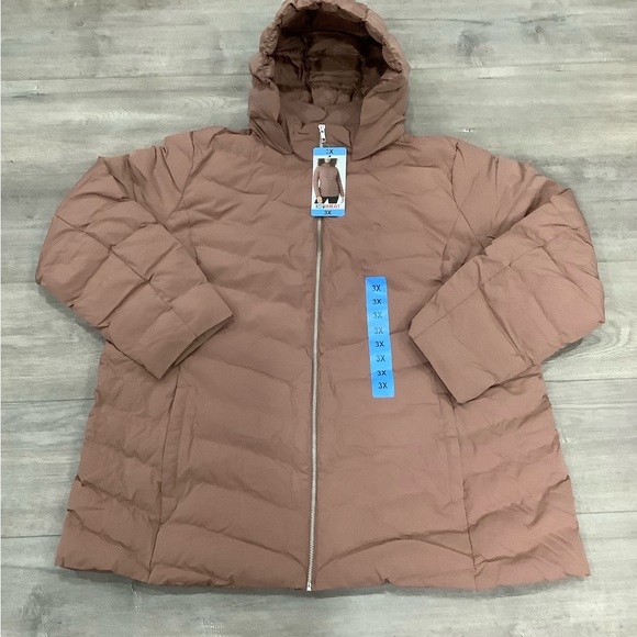 Women's 32 Degrees 3X 3XL Power Tech Jacket Coat Quilted Brown Lightweight Hood - Picture 11 of 13